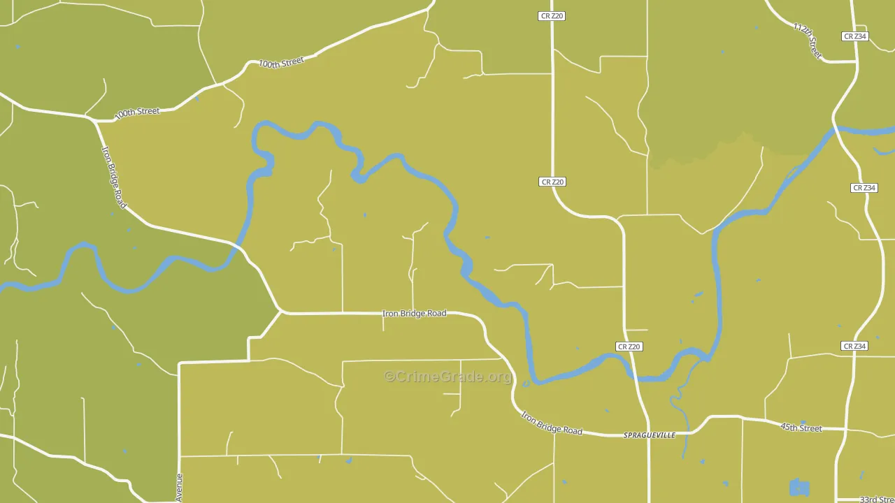 52074, IA Map of Vehicle Theft Rates
