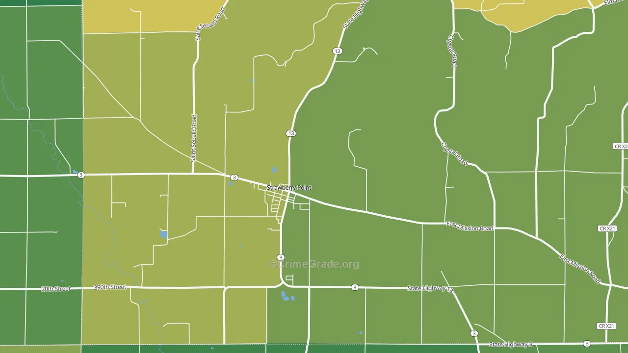 52076, IA Map of Vehicle Theft Rates