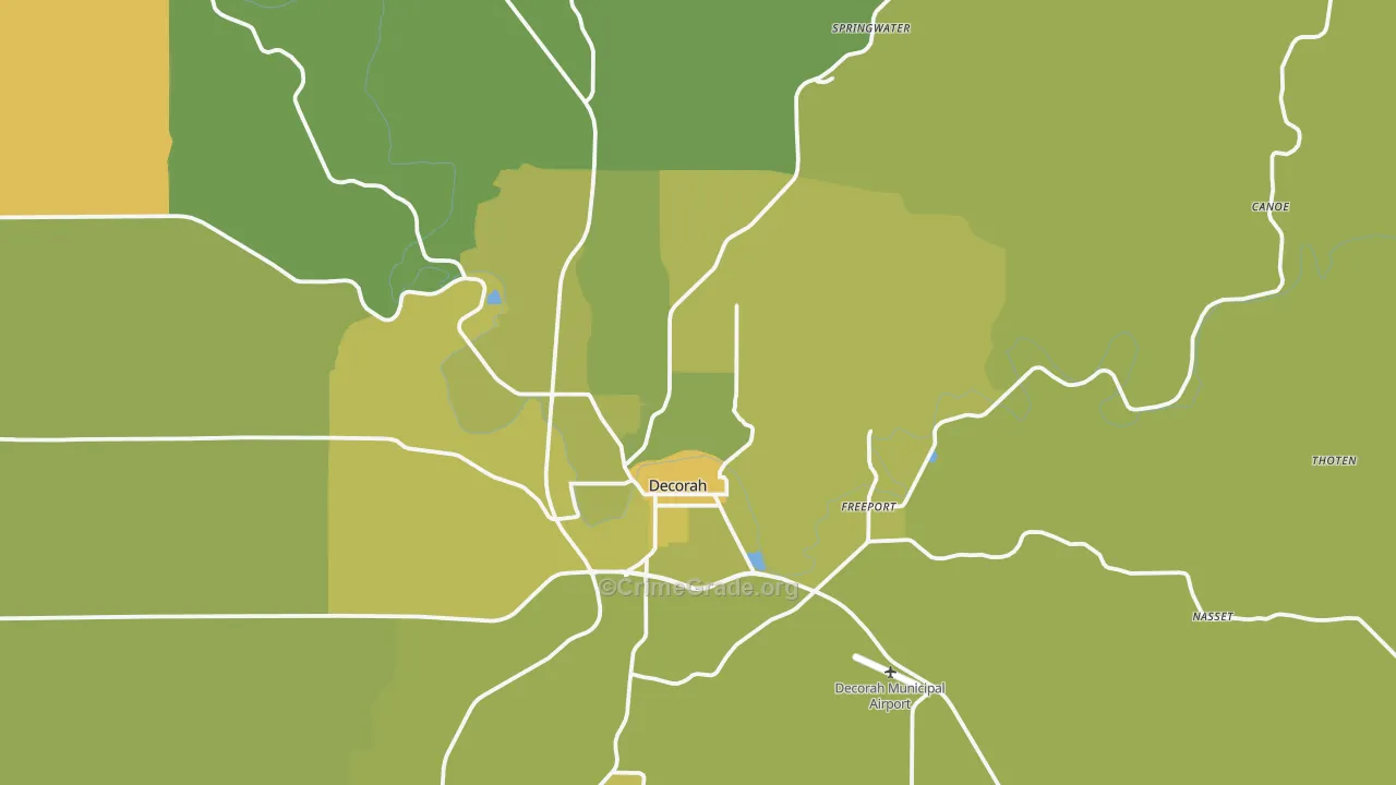 52101, IA Map of Vehicle Theft Rates