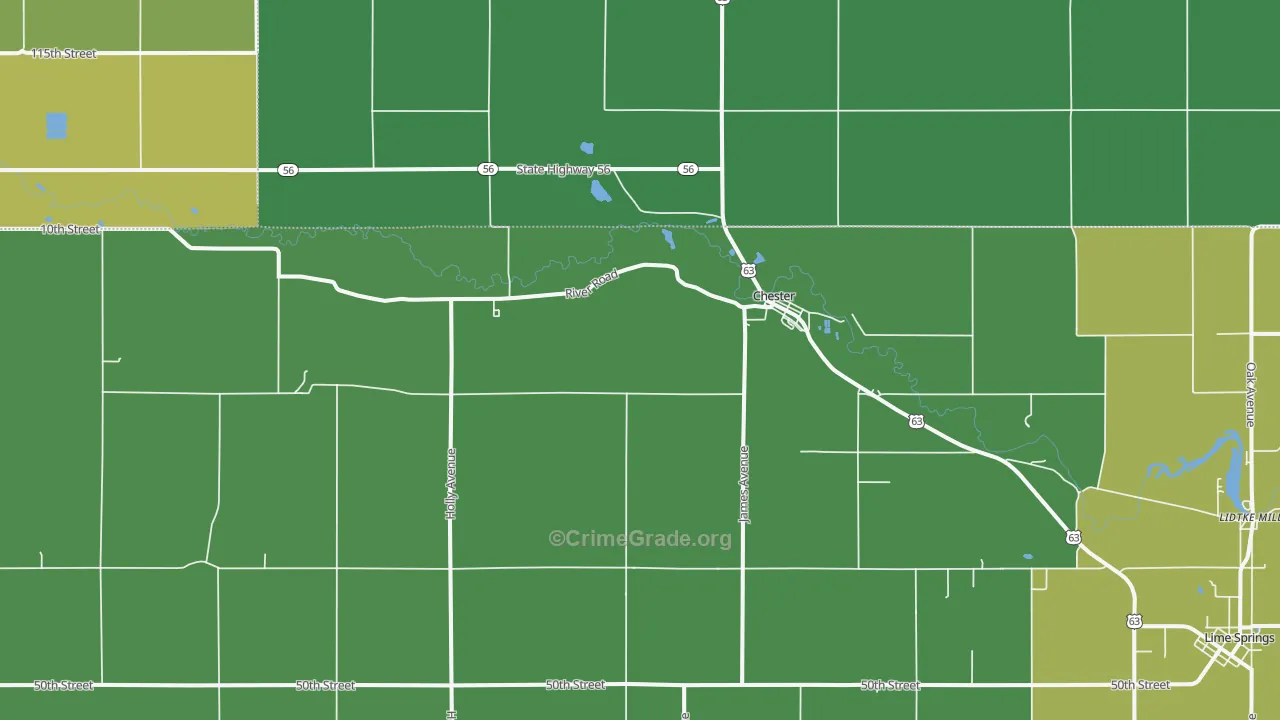52134, IA Map of Vehicle Theft Rates