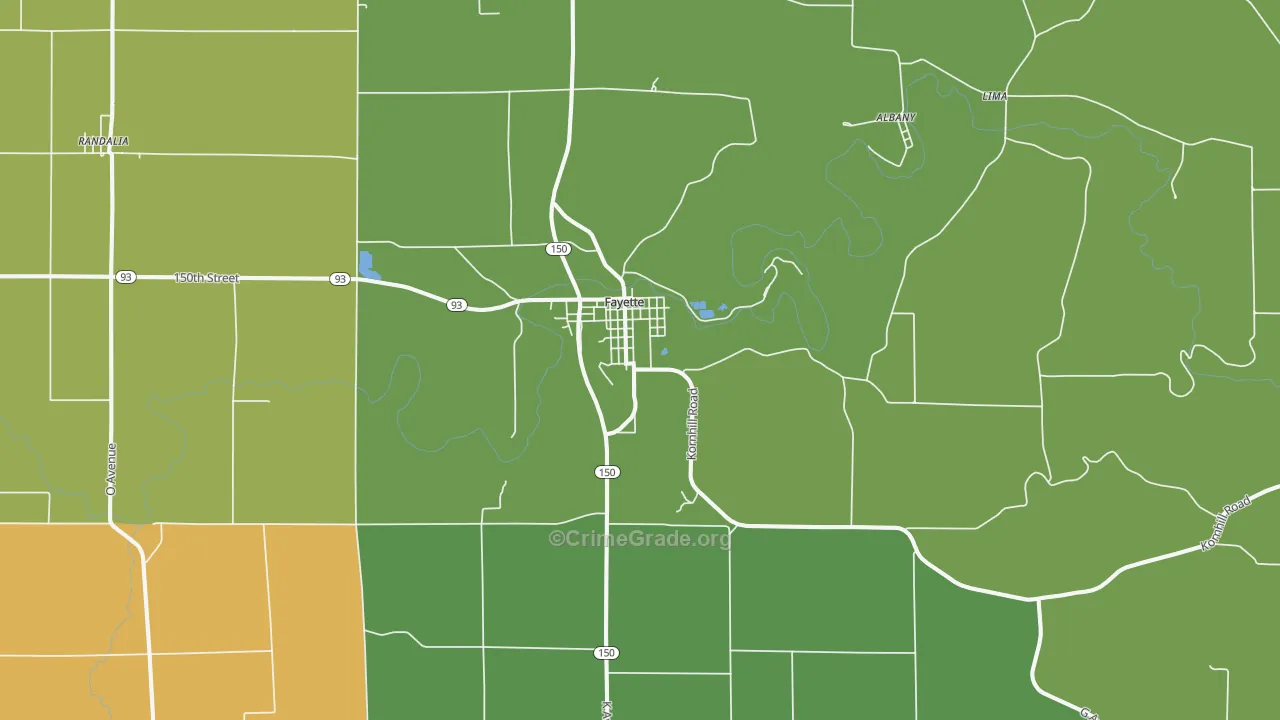 52142, IA Map of Vehicle Theft Rates