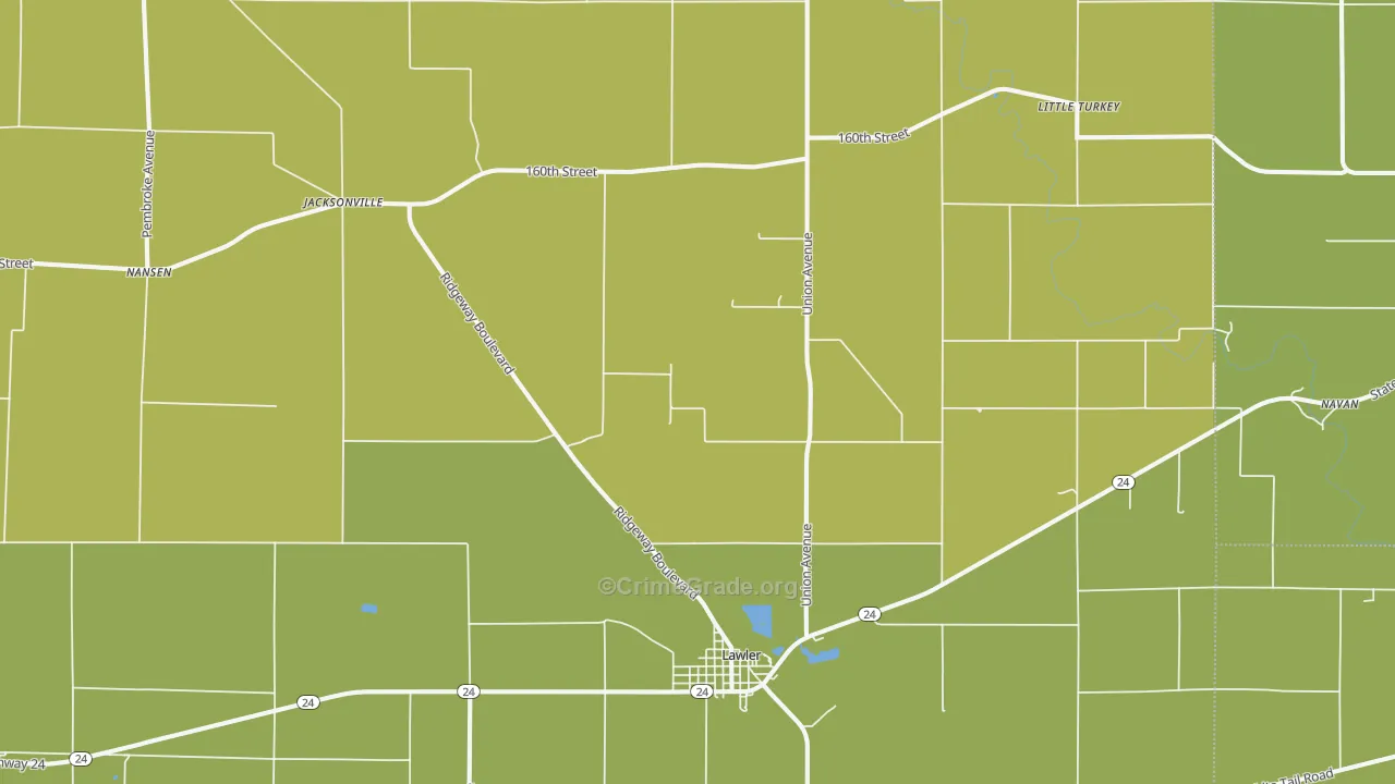 52154, IA Map of Vehicle Theft Rates