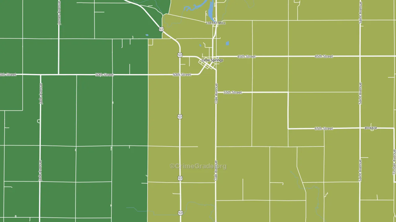 52155, IA Map of Vehicle Theft Rates
