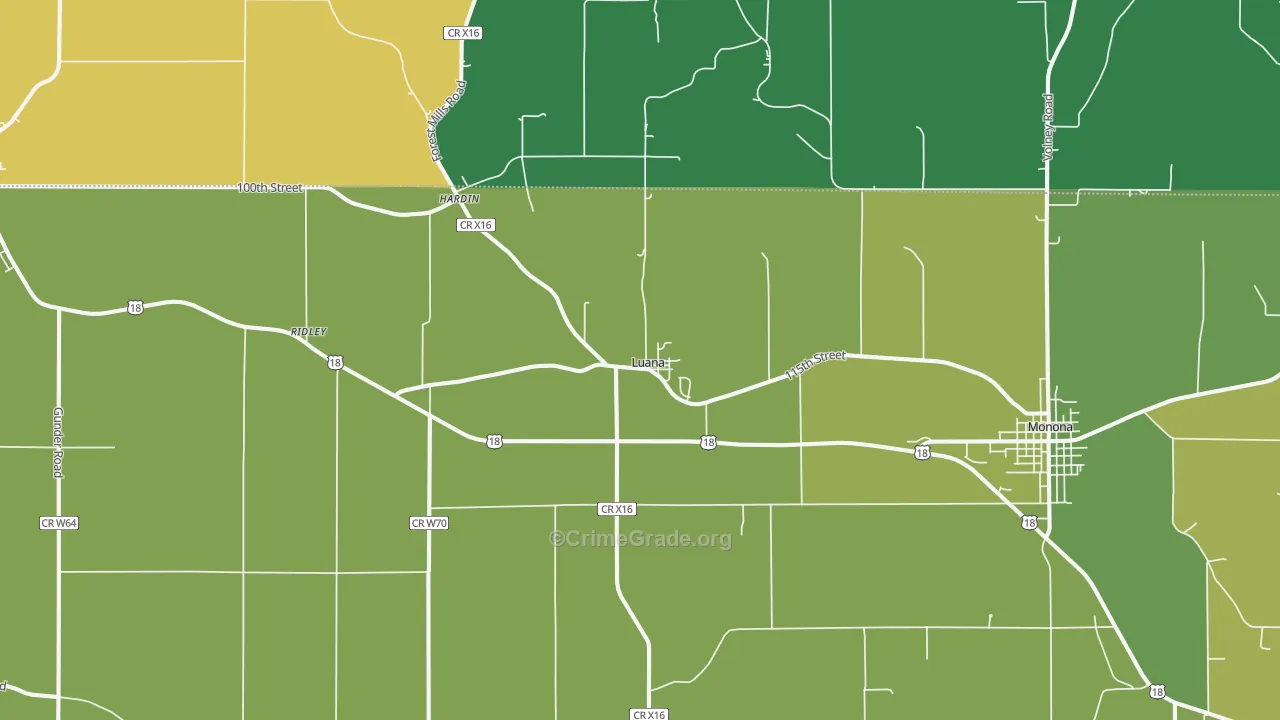 52156, IA Map of Vehicle Theft Rates