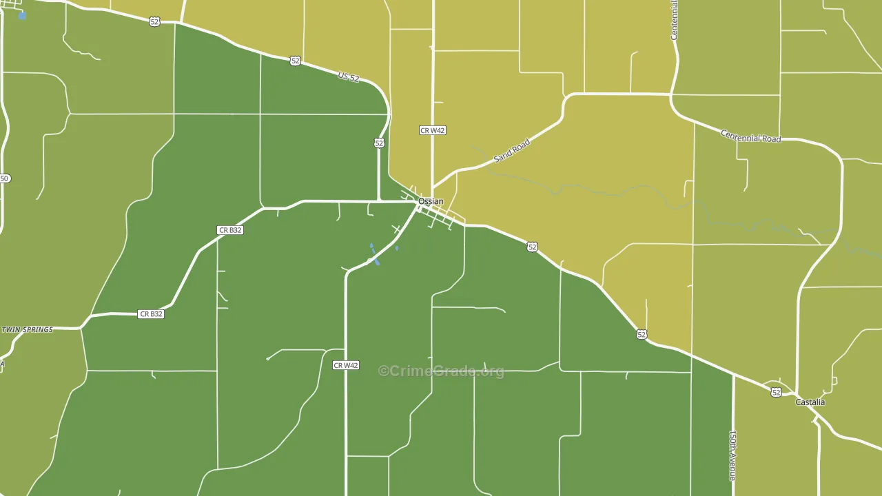 52161, IA Map of Vehicle Theft Rates