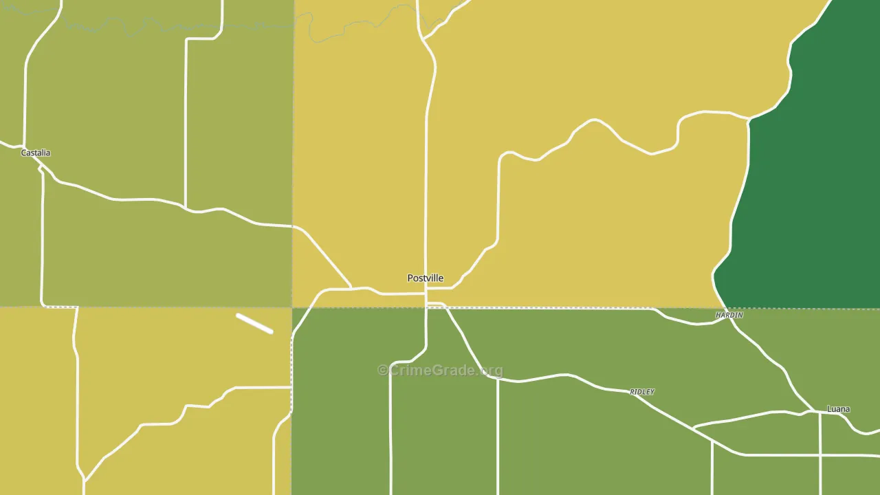 52162, IA Map of Vehicle Theft Rates