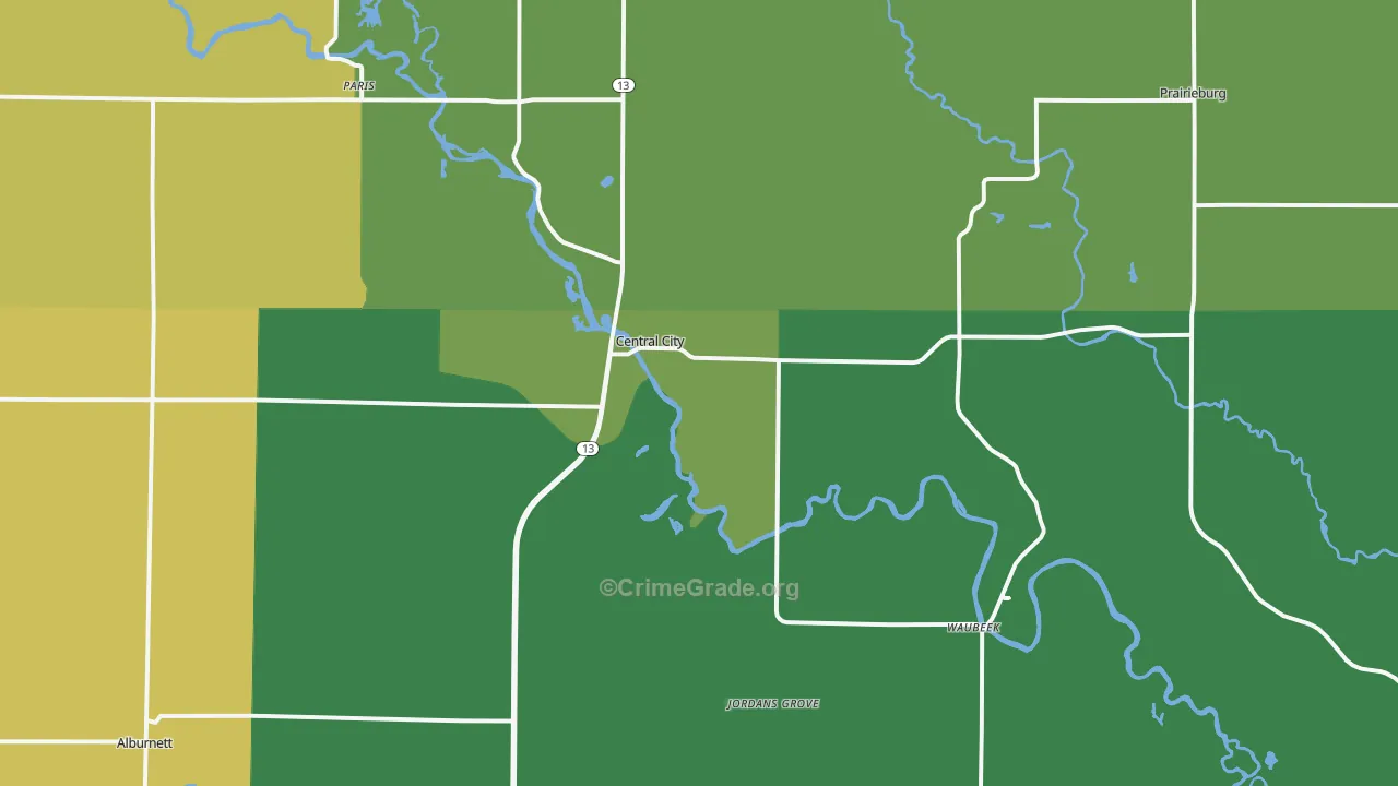 52214, IA Map of Vehicle Theft Rates
