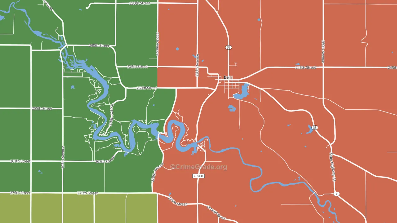 52223, IA Map of Vehicle Theft Rates