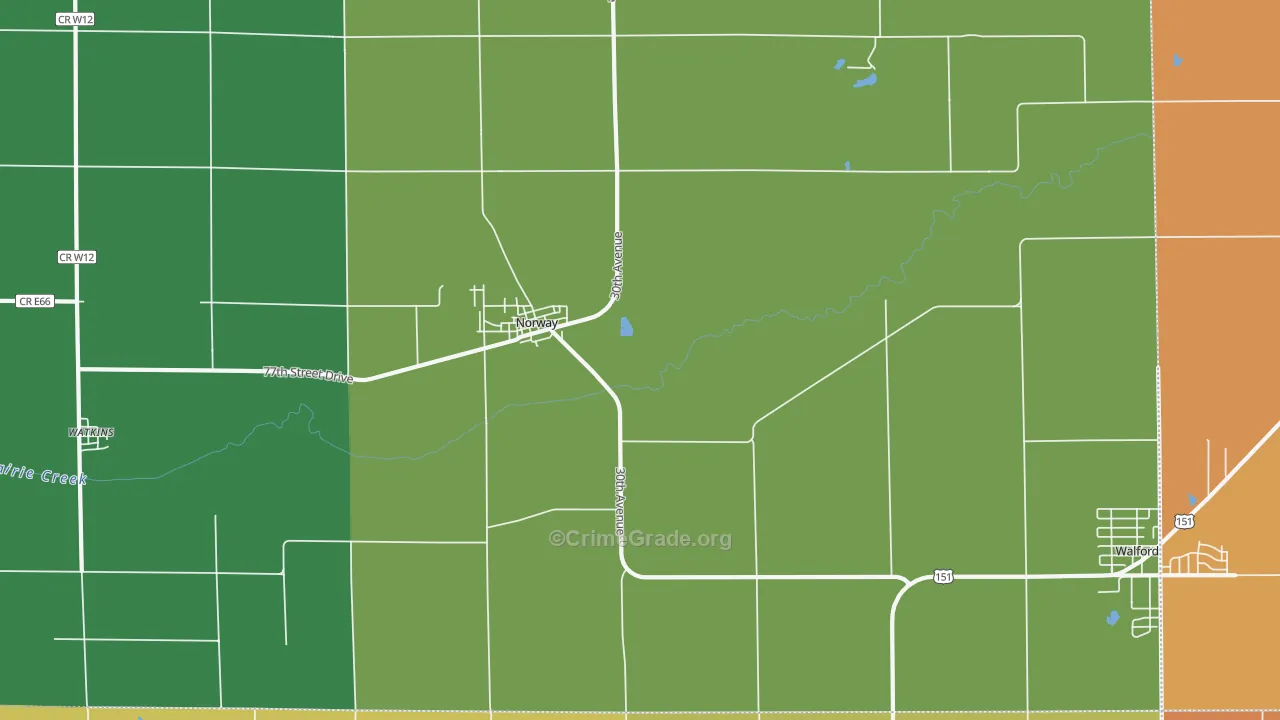 52318, IA Map of Vehicle Theft Rates