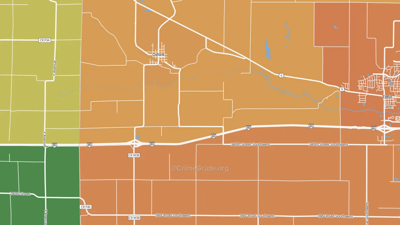 52322, IA Map of Vehicle Theft Rates
