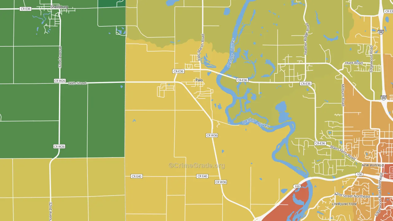52324, IA Map of Vehicle Theft Rates