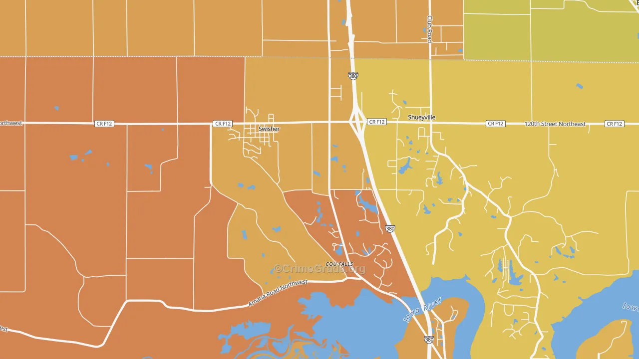 52338, IA Map of Vehicle Theft Rates