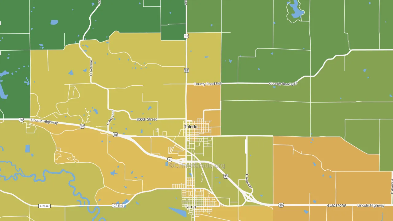 52342, IA Map of Vehicle Theft Rates