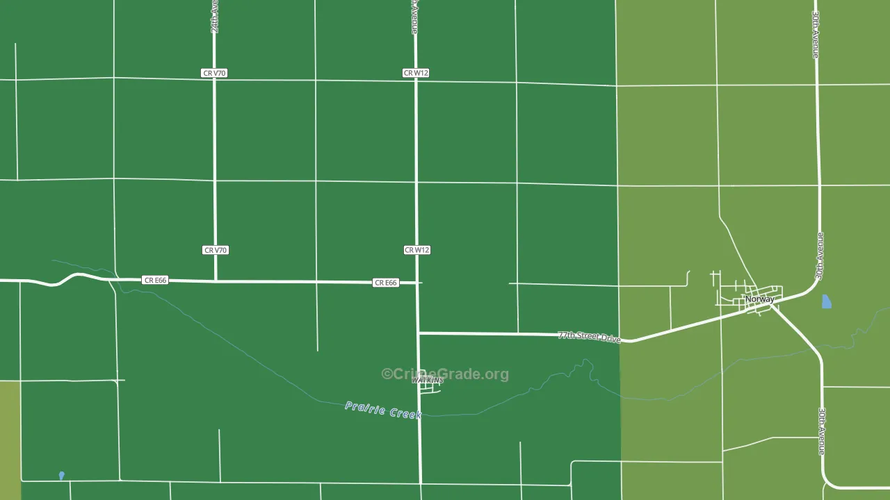 52354, IA Map of Vehicle Theft Rates