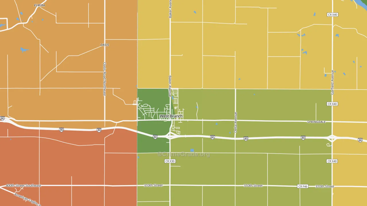 52358, IA Map of Vehicle Theft Rates