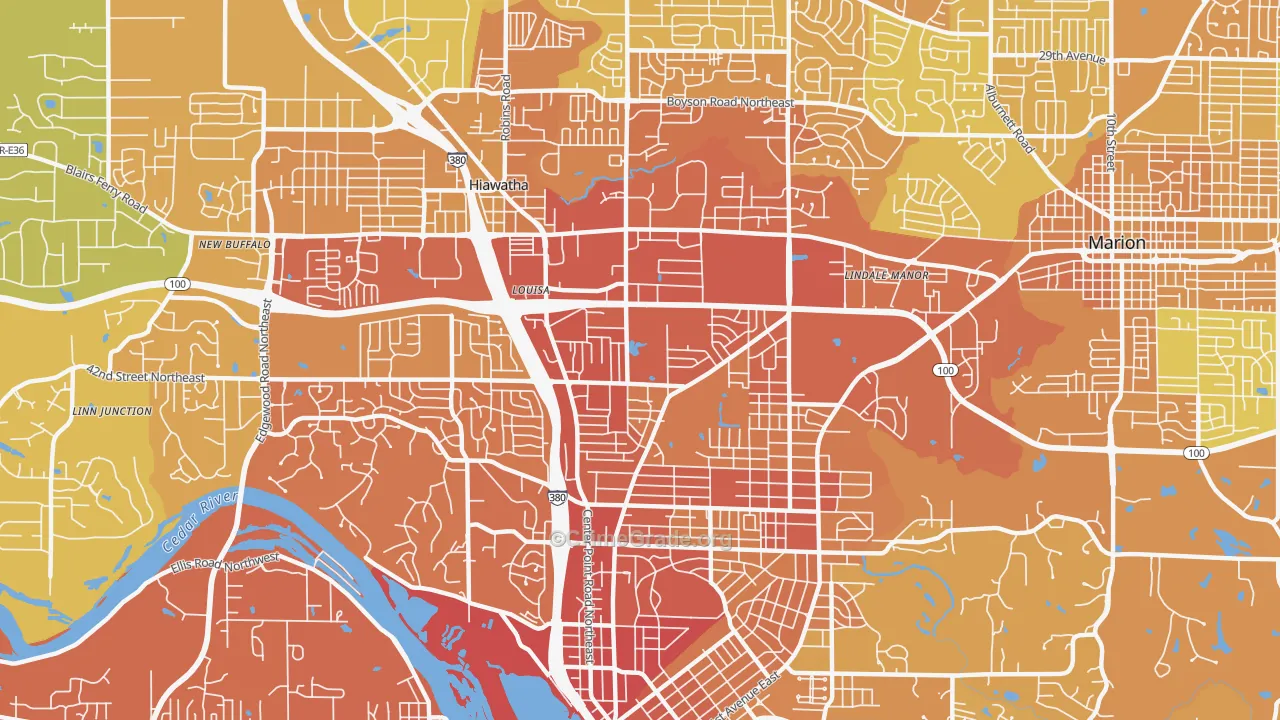 52402, IA Map of Vehicle Theft Rates