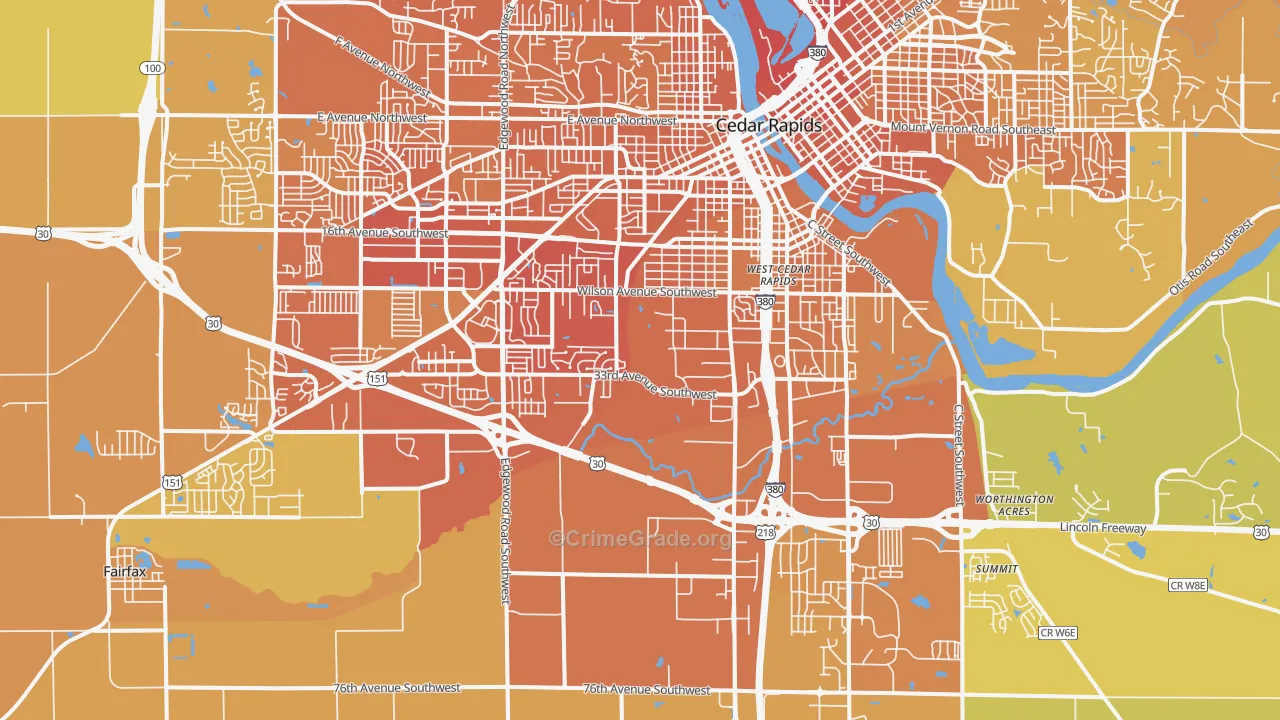 52404, IA Map of Vehicle Theft Rates