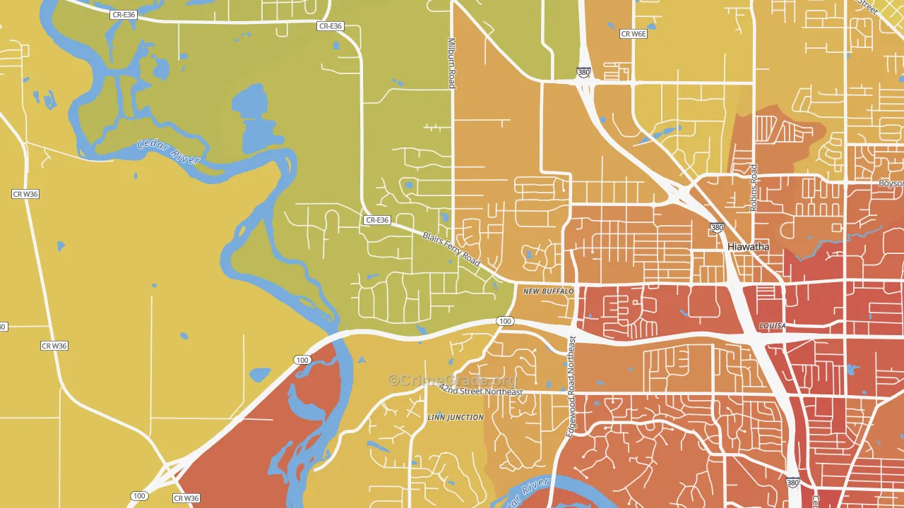 52411, IA Map of Vehicle Theft Rates