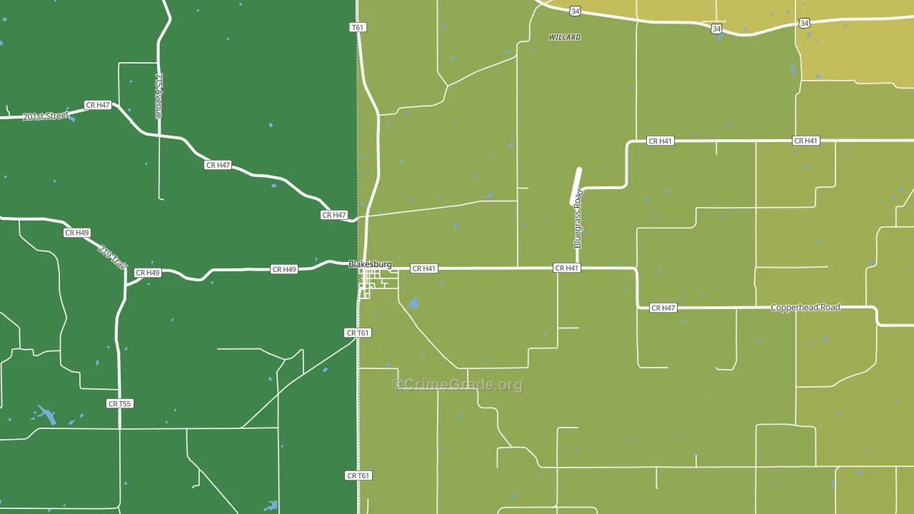 52536, IA Map of Vehicle Theft Rates