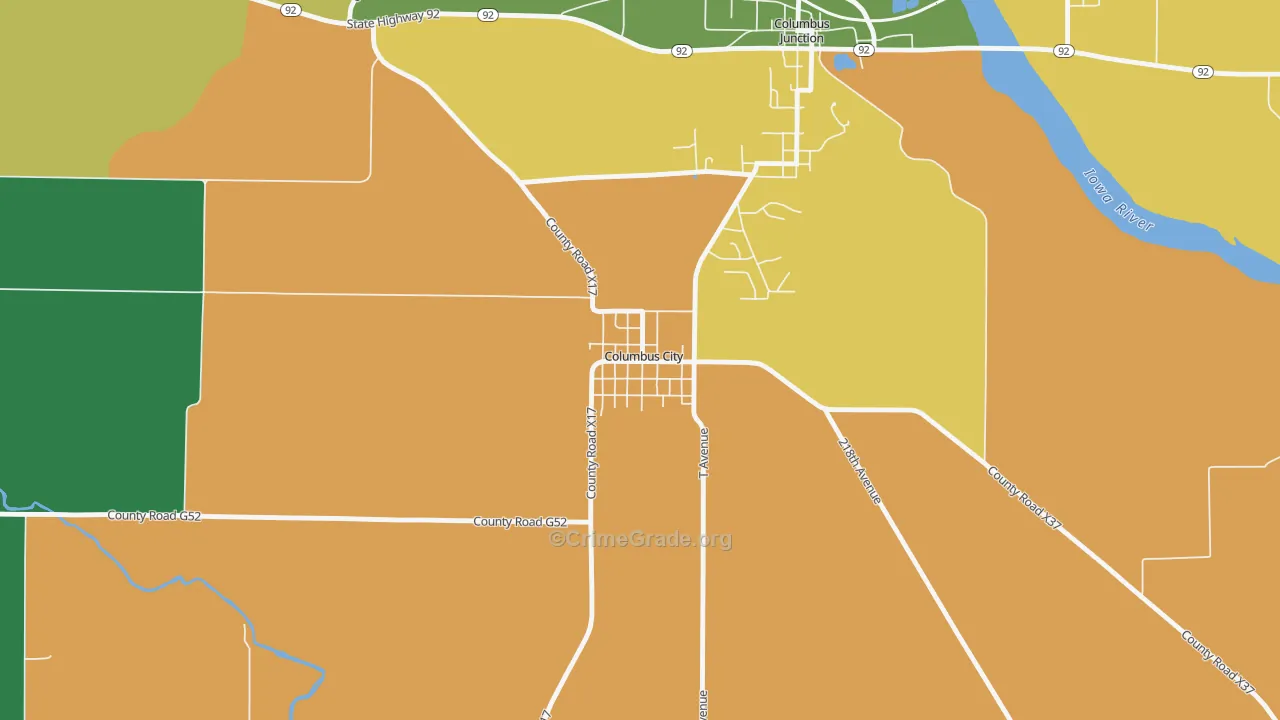 52737, IA Map of Vehicle Theft Rates