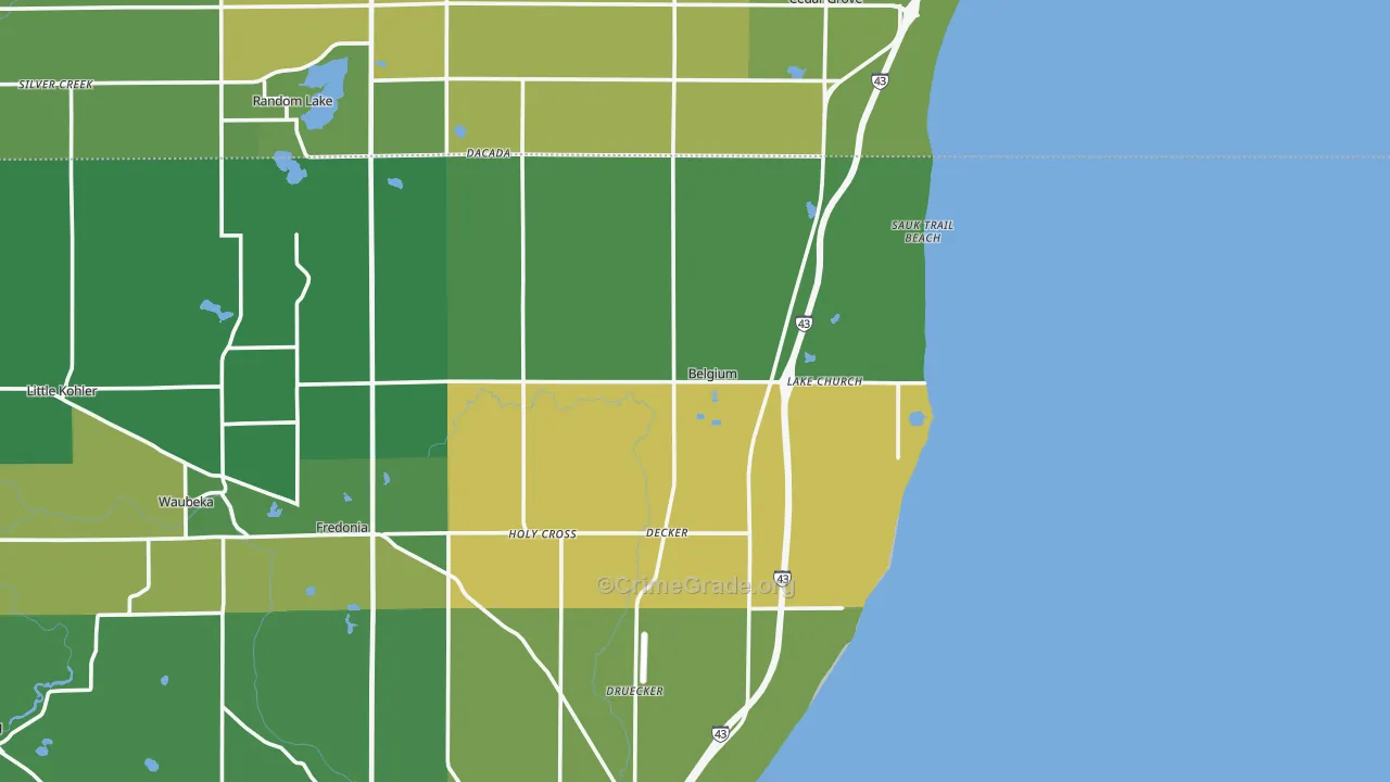 53004, WI Map of Vehicle Theft Rates