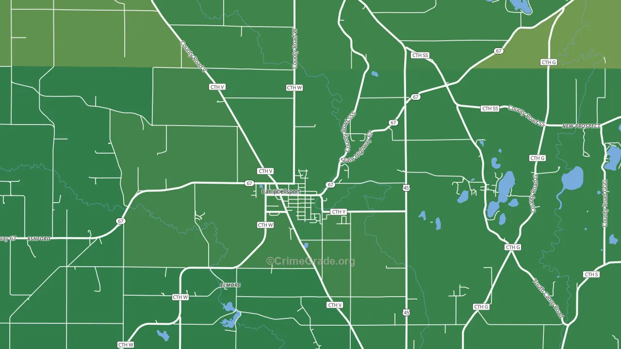 53010, WI Map of Vehicle Theft Rates