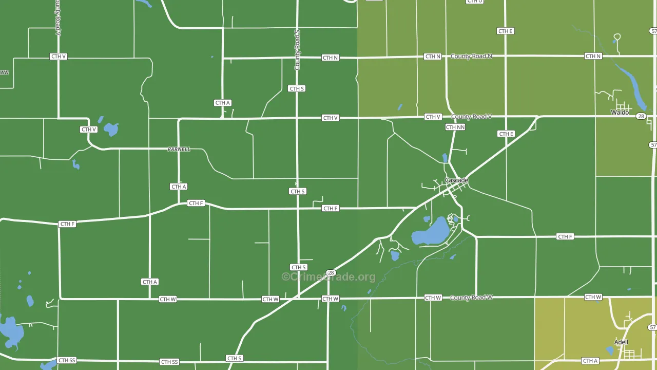 53011, WI Map of Vehicle Theft Rates