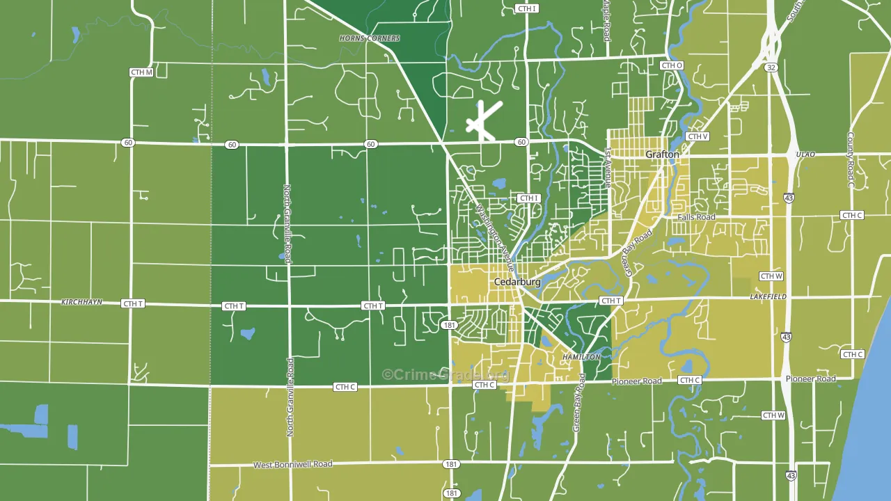 53012, WI Map of Vehicle Theft Rates