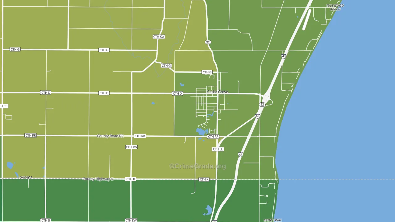 53013, WI Map of Vehicle Theft Rates