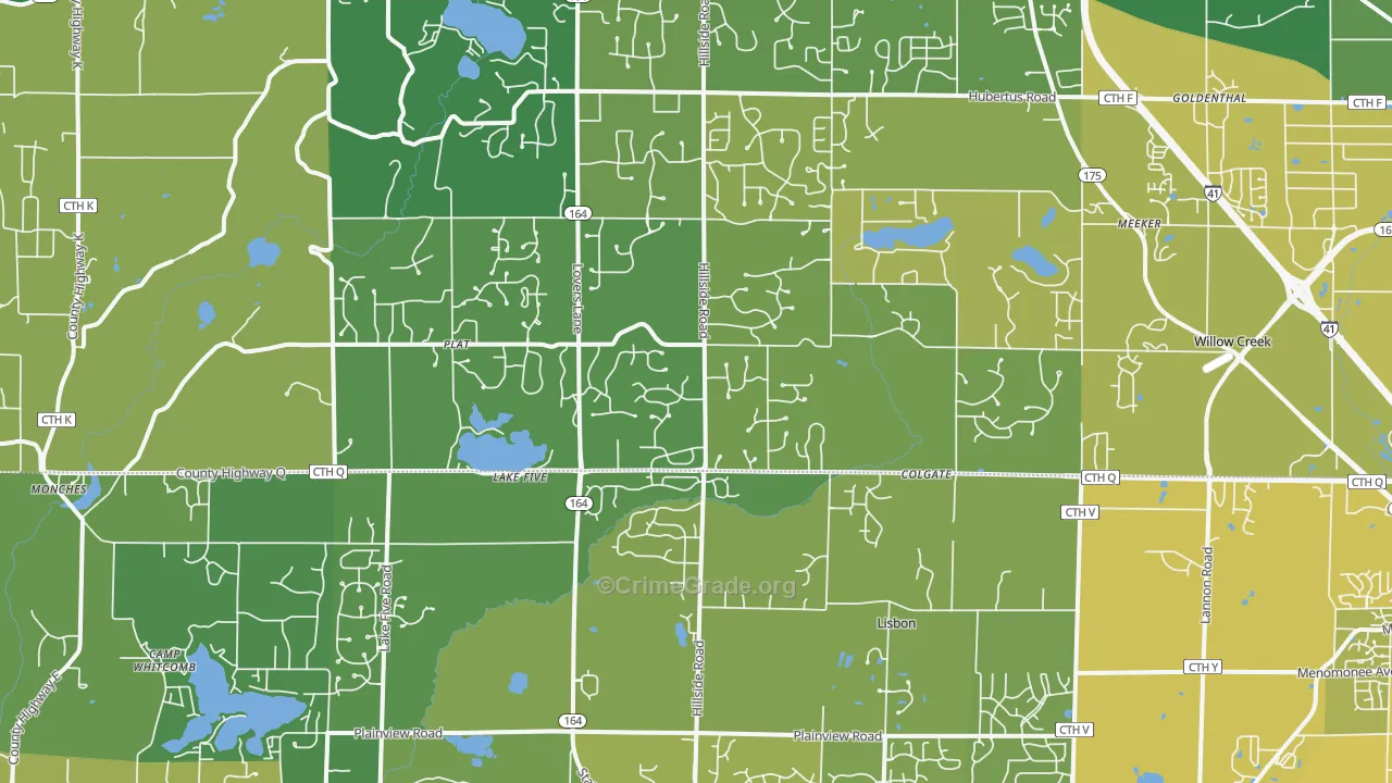 53017, WI Map of Vehicle Theft Rates