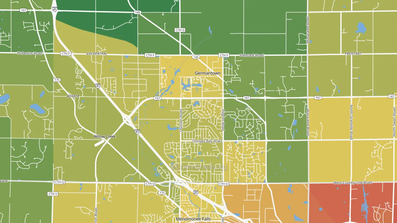 53022, WI Map of Vehicle Theft Rates