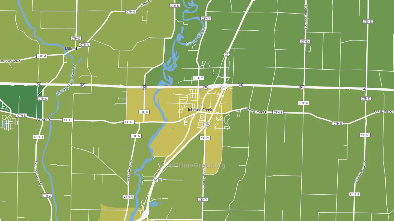 53038, WI Map of Vehicle Theft Rates
