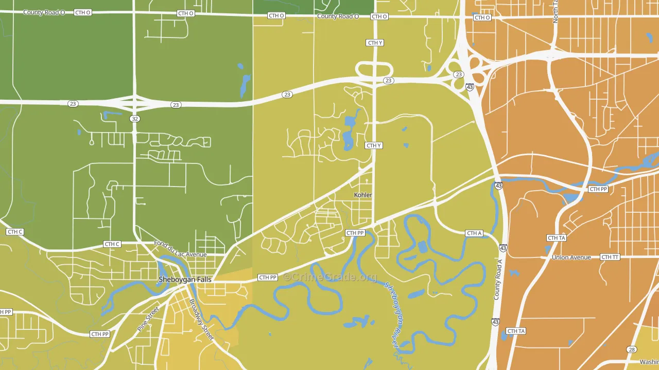 53044, WI Map of Vehicle Theft Rates