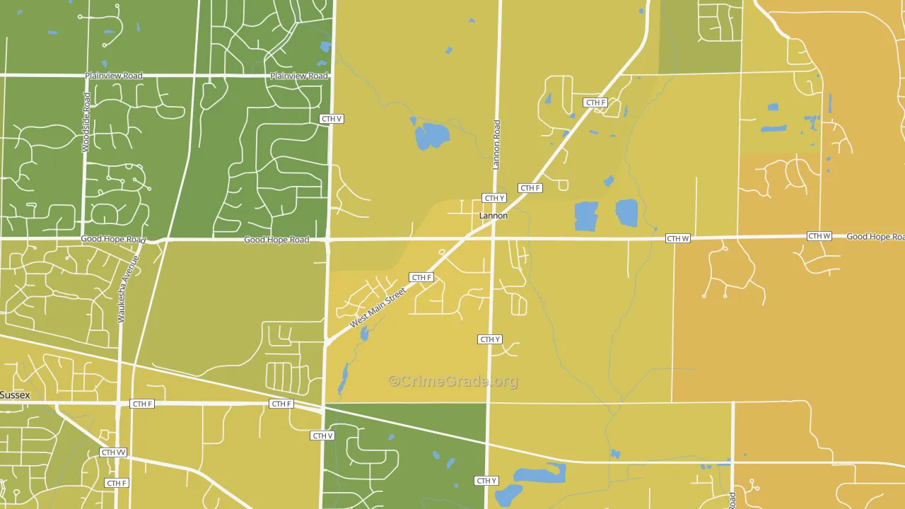 53046, WI Map of Vehicle Theft Rates