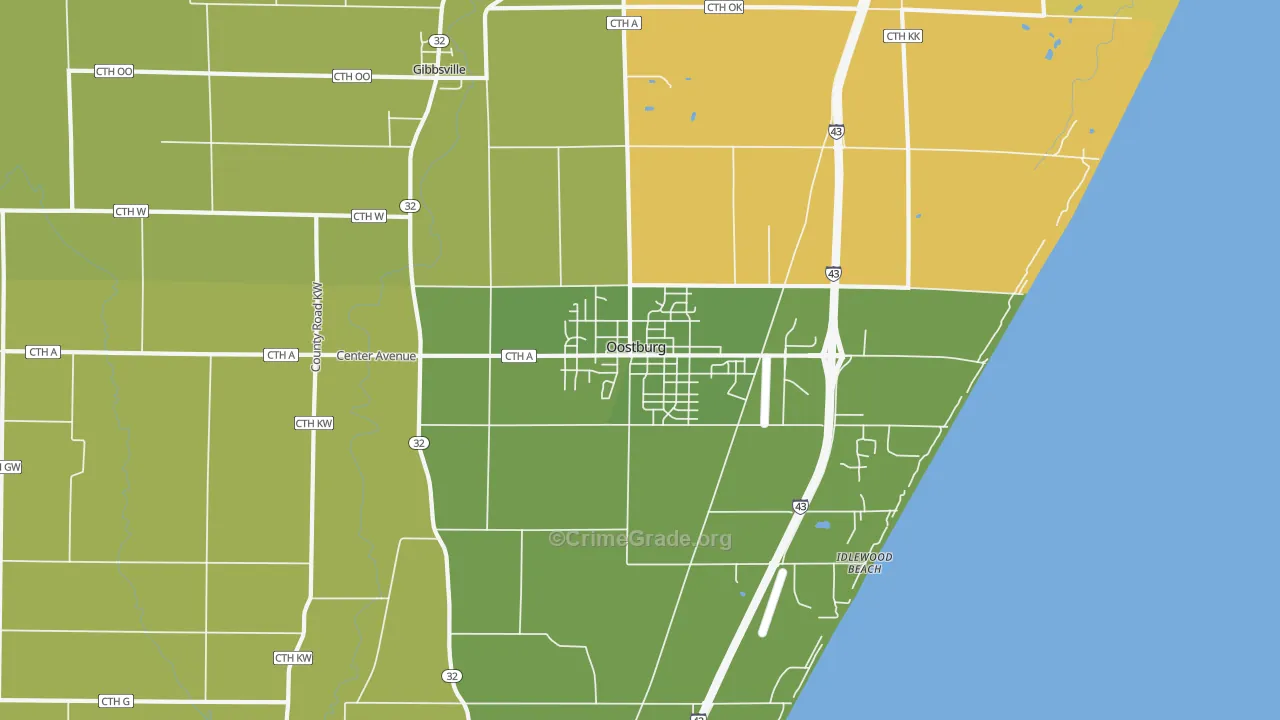 53070, WI Map of Vehicle Theft Rates