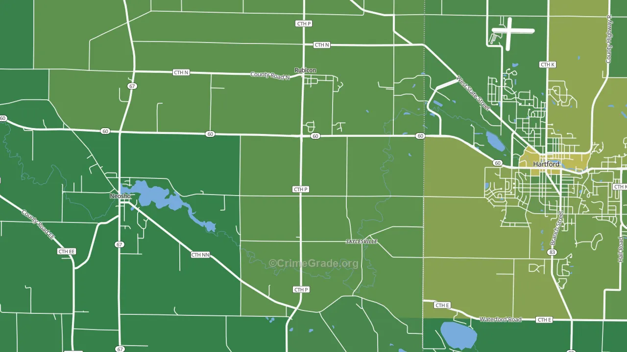 53078, WI Map of Vehicle Theft Rates