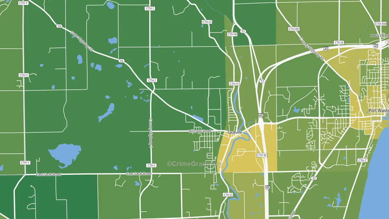 53080, WI Map of Vehicle Theft Rates
