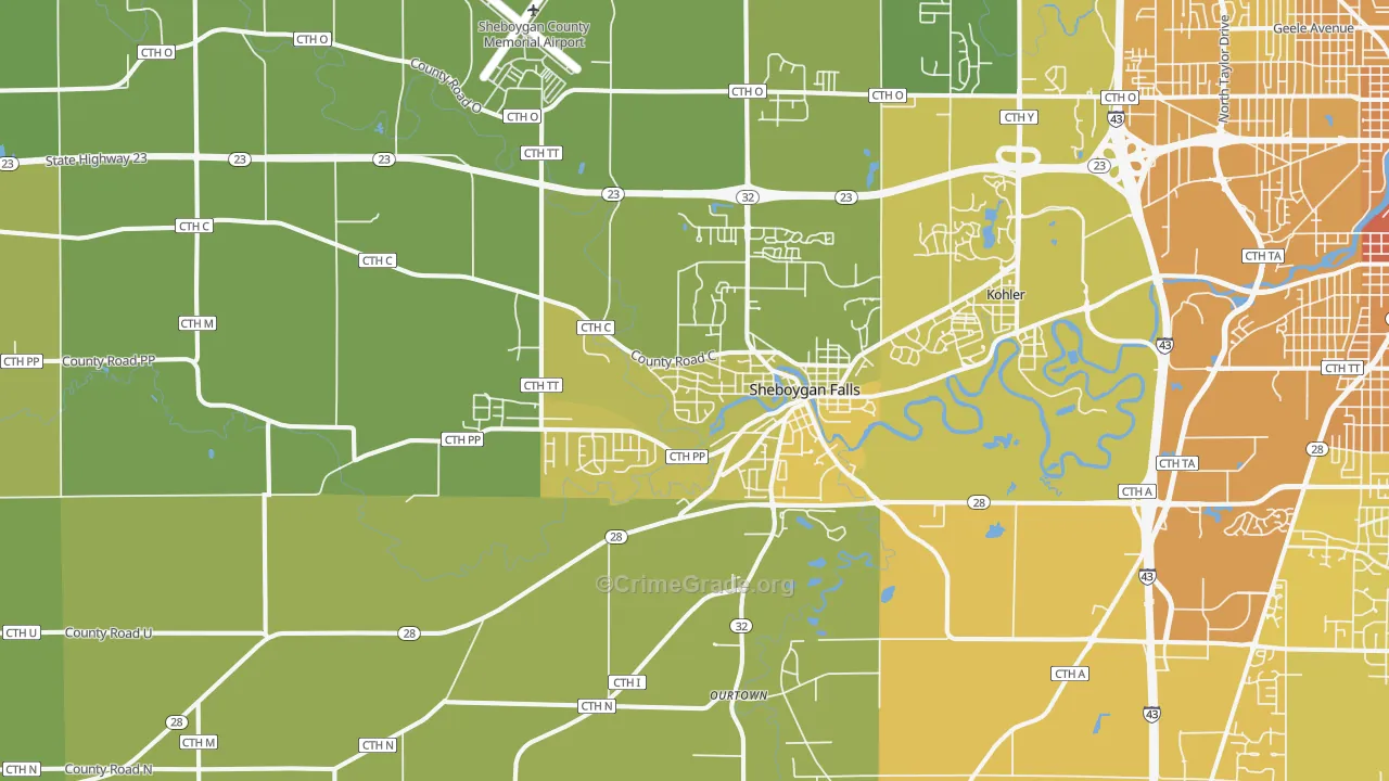 53085, WI Map of Vehicle Theft Rates