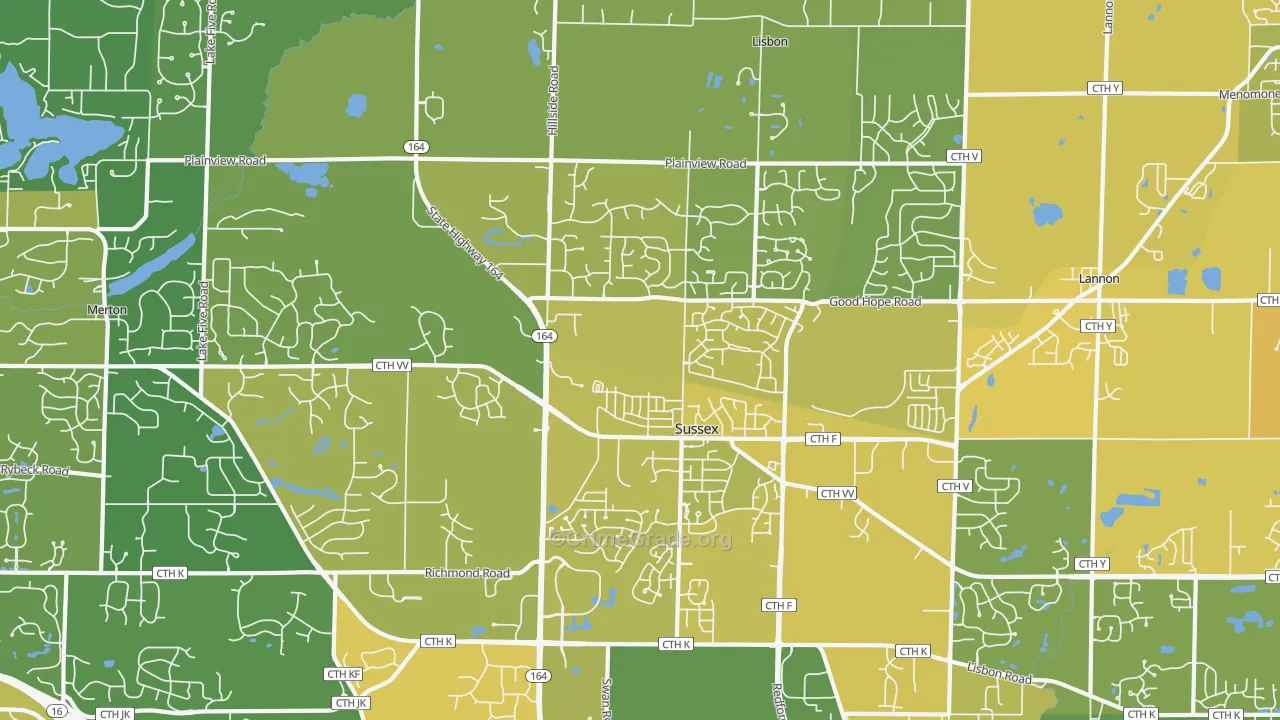 53089, WI Map of Vehicle Theft Rates