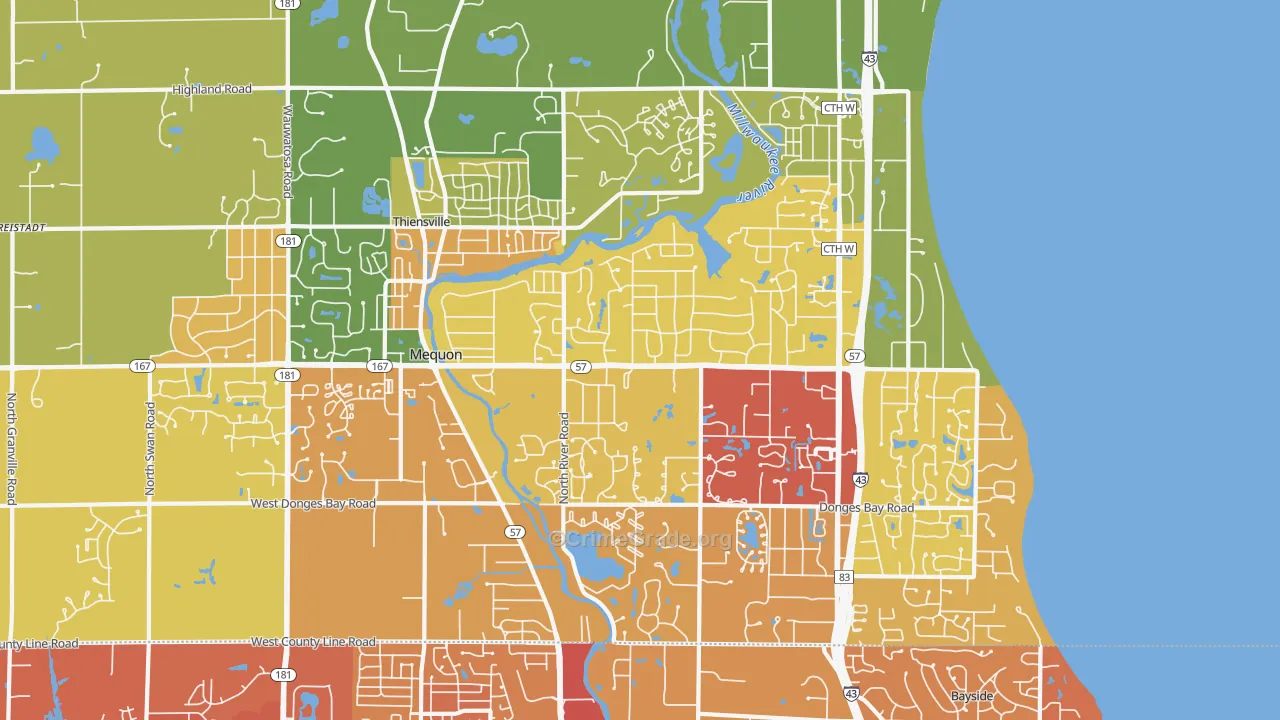 53092, WI Map of Vehicle Theft Rates