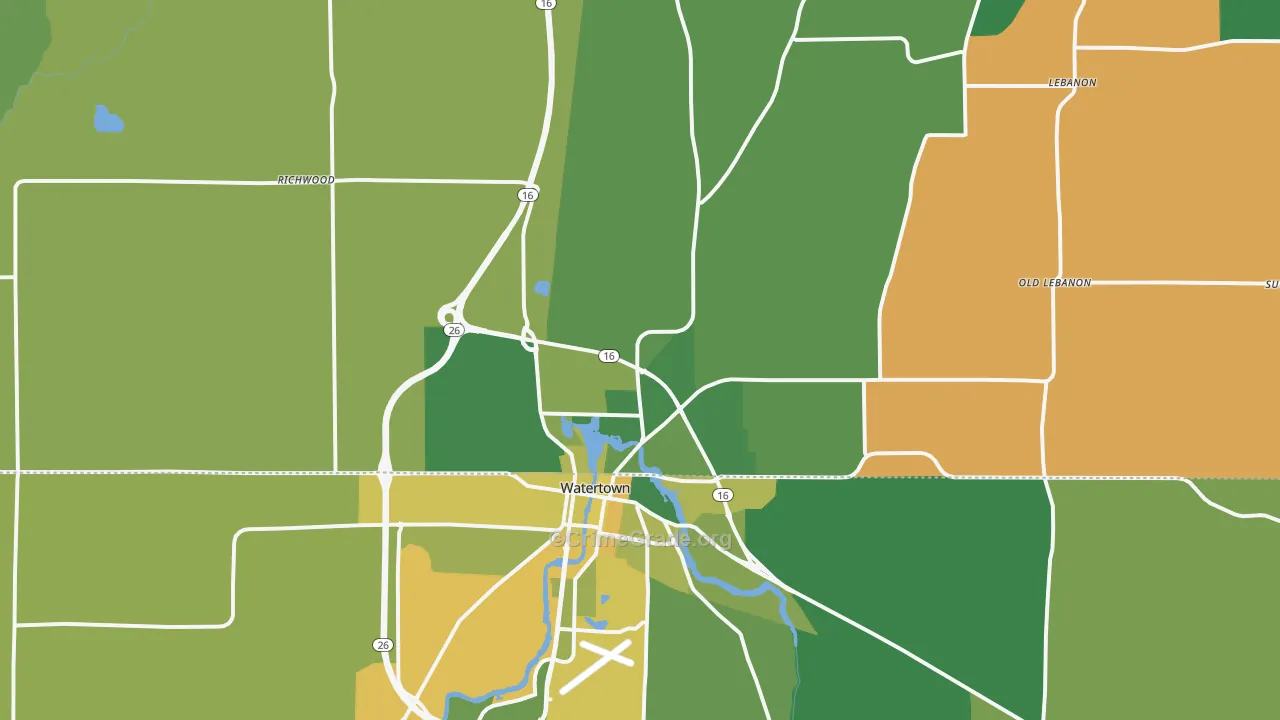 53098, WI Map of Vehicle Theft Rates