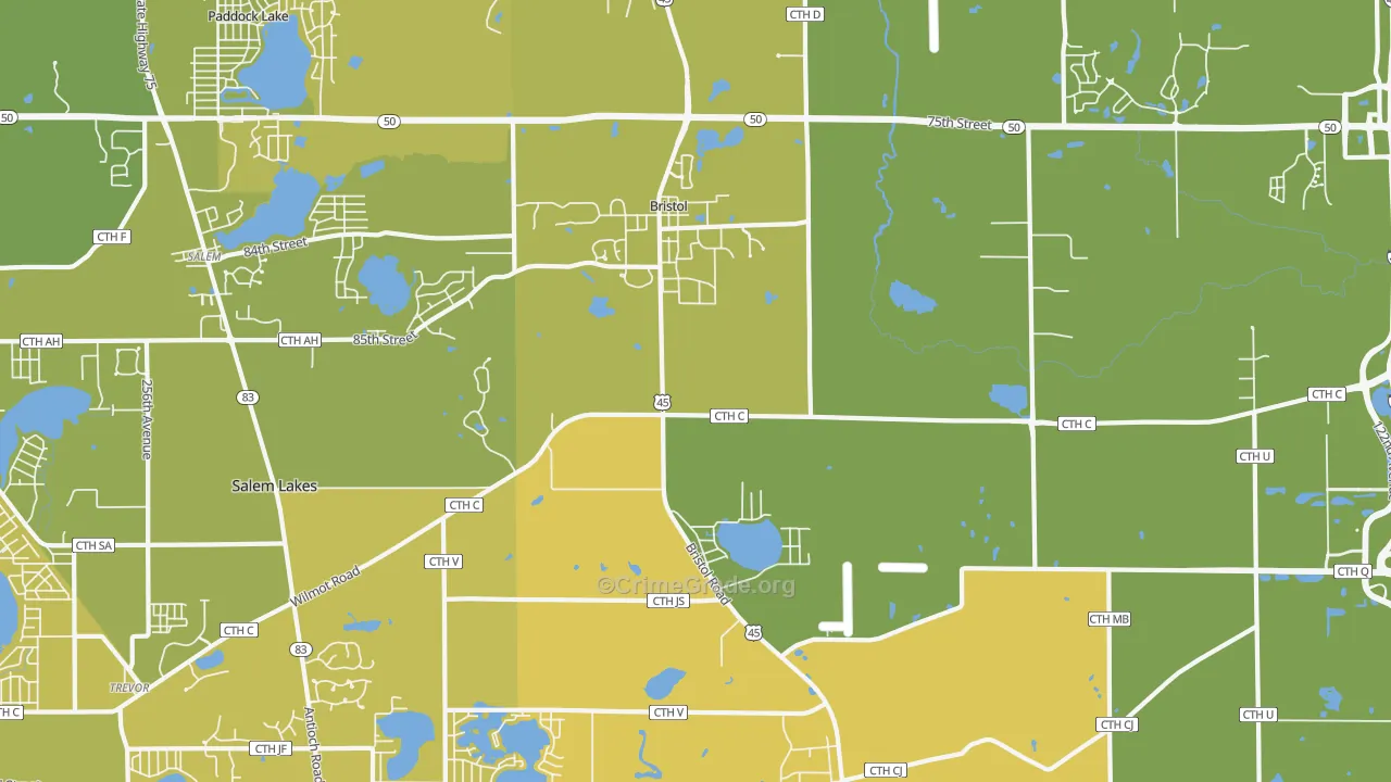 53104, WI Map of Vehicle Theft Rates