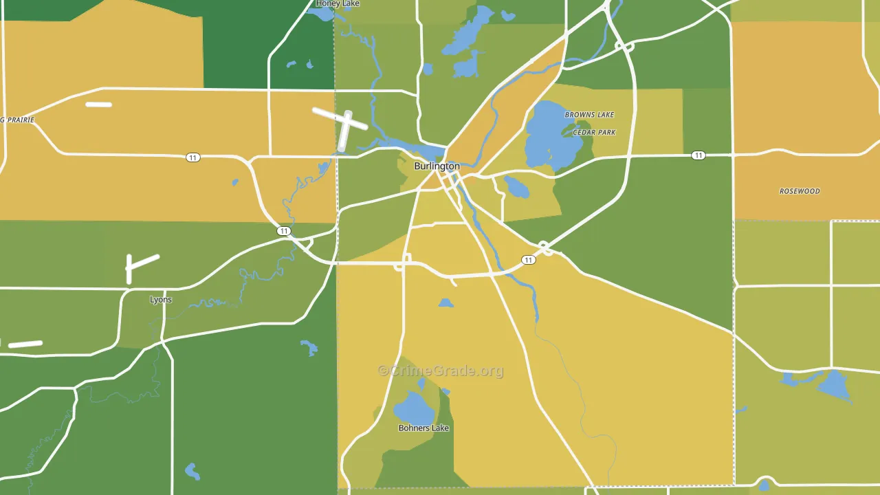 53105, WI Map of Vehicle Theft Rates