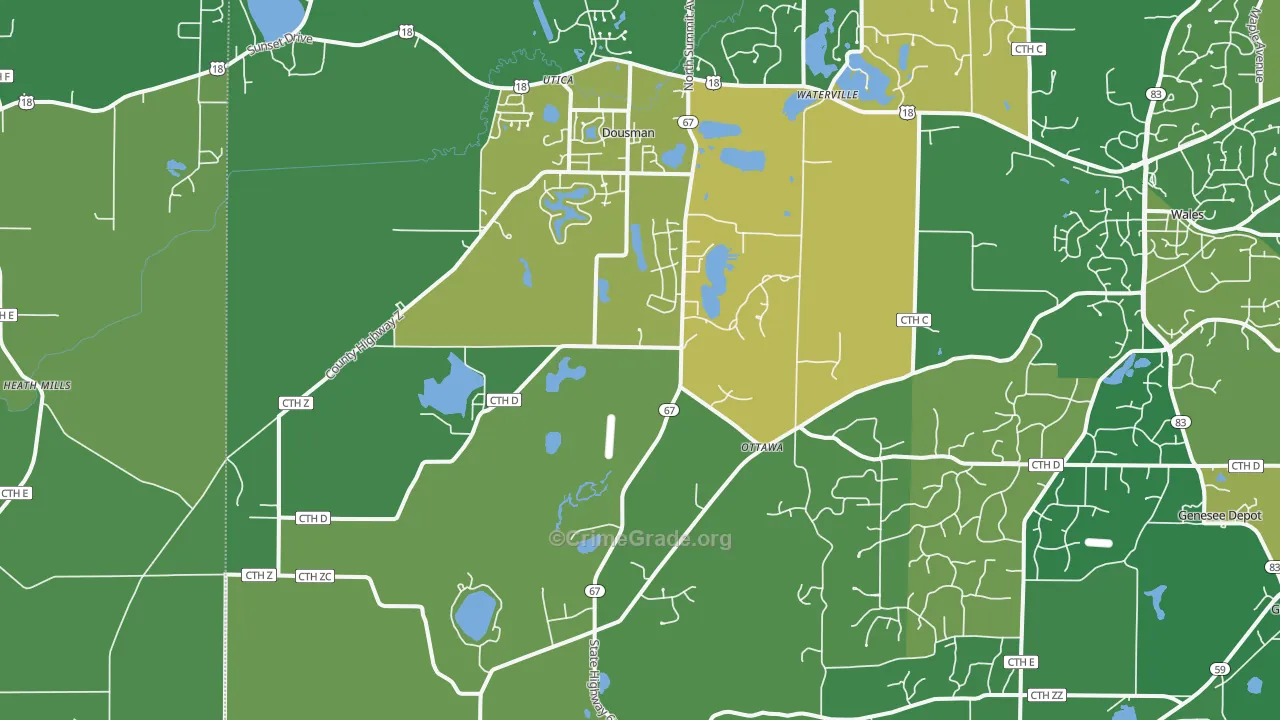 53118, WI Map of Vehicle Theft Rates