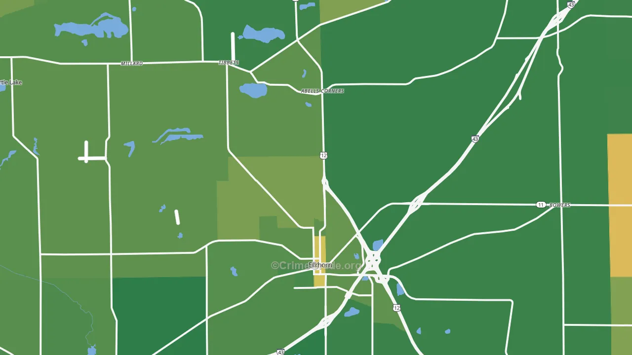 53121, WI Map of Vehicle Theft Rates