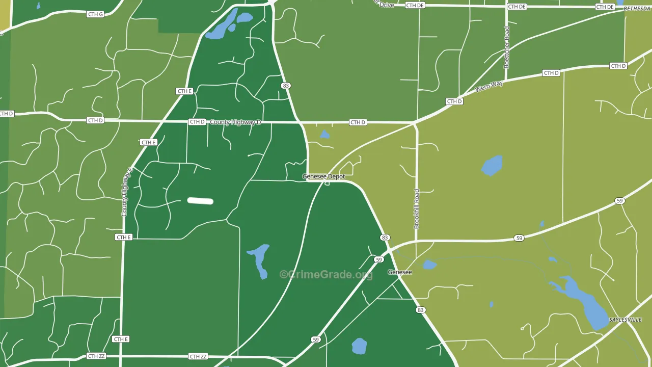 53127, WI Map of Vehicle Theft Rates
