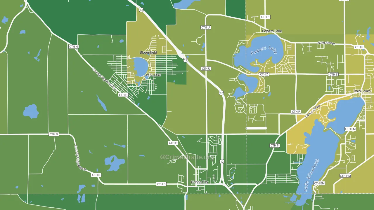 53128, WI Map of Vehicle Theft Rates