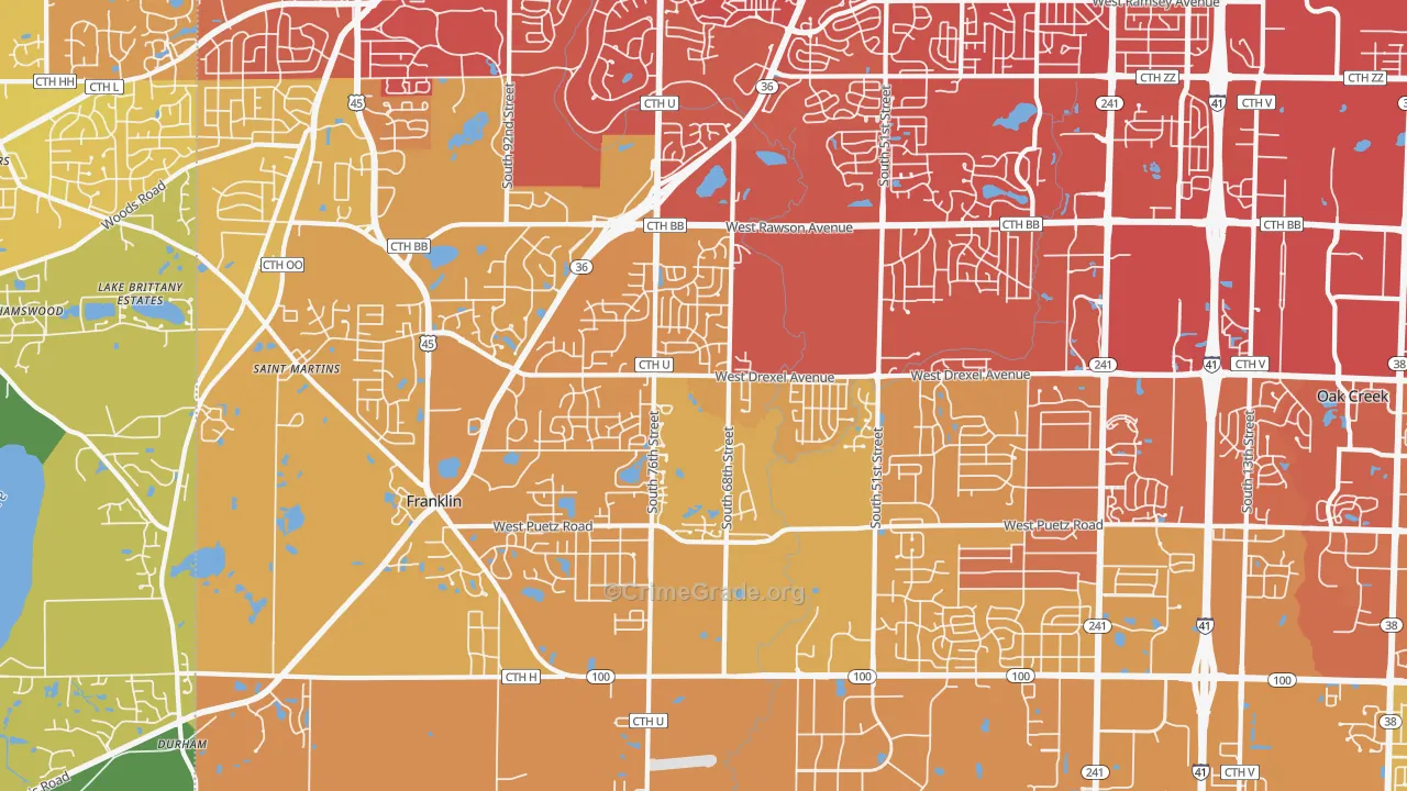 53132, WI Map of Vehicle Theft Rates