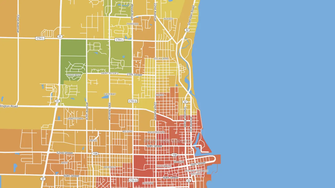 53140, WI Map of Vehicle Theft Rates