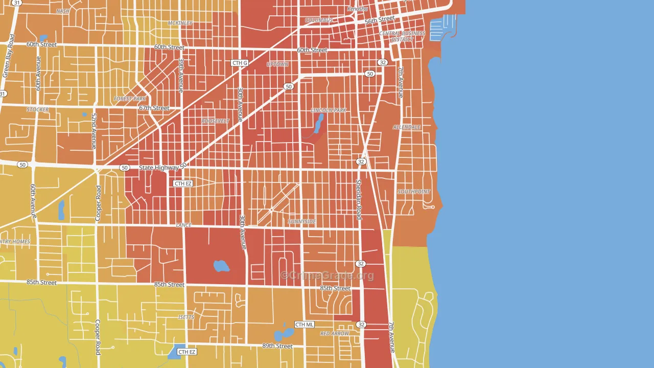 53143, WI Map of Vehicle Theft Rates